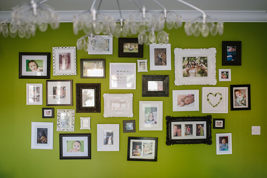 Gallery wall with black and white frames
